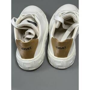 Versace Kids Greca Low Top Sneakers White Gold Heel
